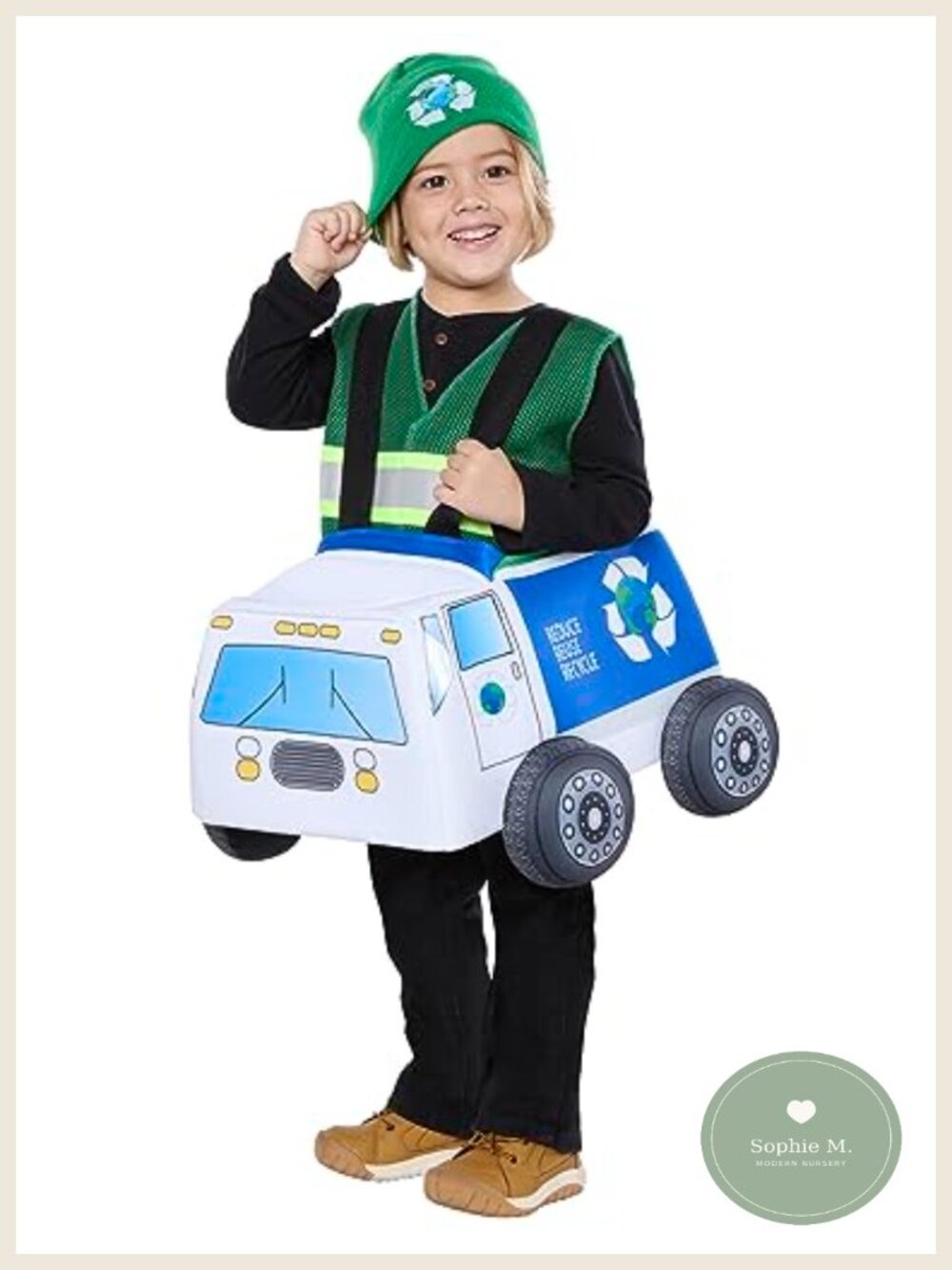Toddler Garbage Truck Ride-Along Halloween Costume 3D Trash Truck Outfit